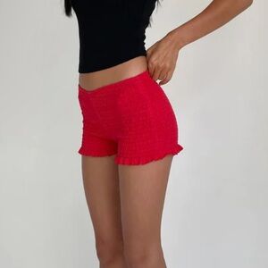 Motel Ritala Shirred Micro Shorts In Racing
Red XS